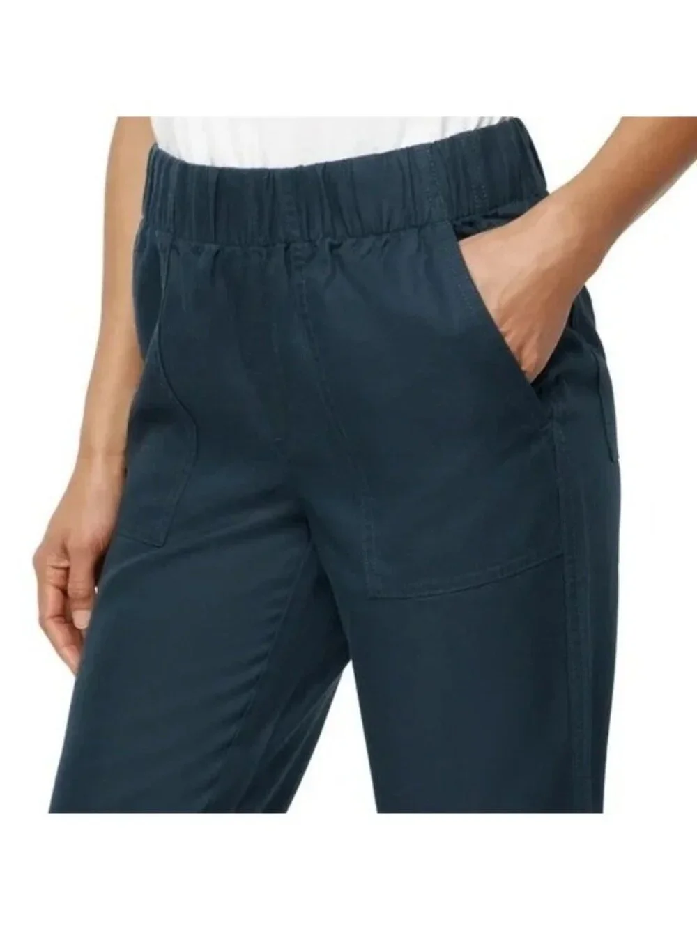 NWOT Banana Republic Women's XL Navy Blue Linen-Blend Cropped Pants B1734